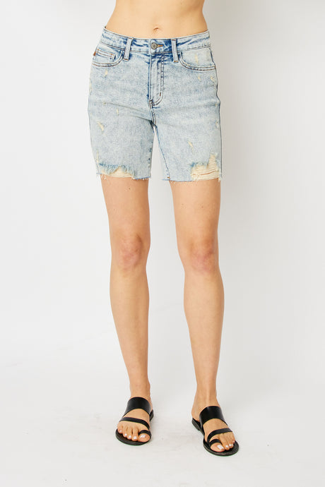 Light High Waist Mineral Wash Destroyed Bf Judy Blue Shorts 6/2/25 9953