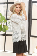 White Quarter Bell Sleeve Lace Blouse