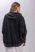 Black Front Zip Hooded Blue Velvet Jacket 7/2/26 1335
