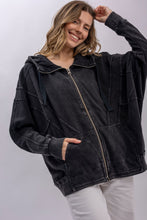 Black Front Zip Hooded Blue Velvet Jacket 7/2/26 1335
