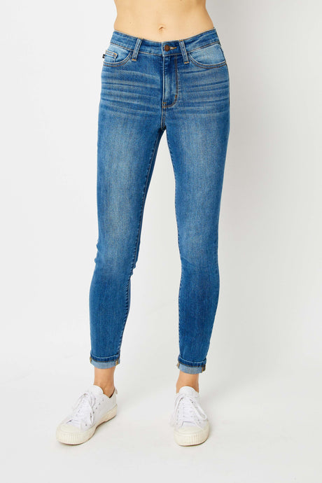 Medium High Waist Cuffed Hem Skinny Judy Blue Jeans 4/10/24 8438