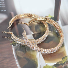 Gold Multi Rhinestone 60mm Hoop Earring