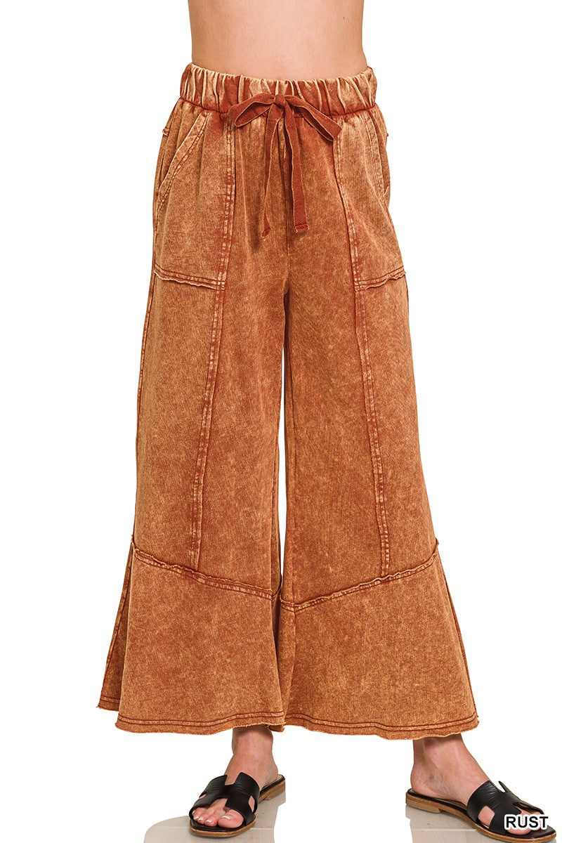 Rust French Terry Exposed Seam Zenana Pants 9/21/26 1450