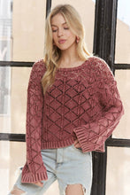 LONG SLEEVE DIAMOND KNIT SWEATER - CESW3862: CHARCOAL / S-M-L(2-2-2)