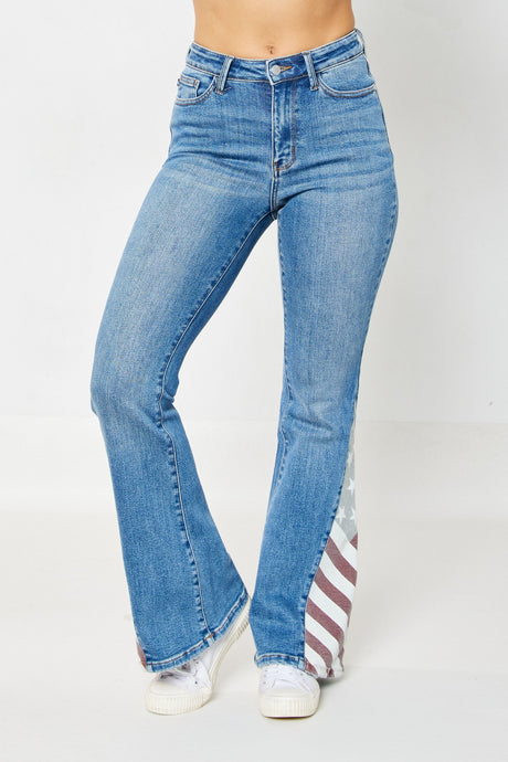 Medium High Waist American Flag Flare Judy Blue Jeans 5/14/24 8587