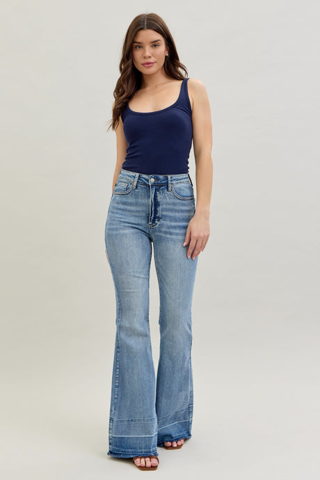 Medium High Waist Tummy Control Release Hem Flare Judy Blue Jeans 5/13/25 9884
