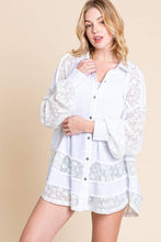 White Lace Mixed Oversized Shirt