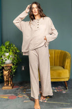 Taupe Solid Blushed Knit Oversize Henley Bucketlist Top