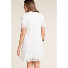 Cream Short Sleeve Dress with Lace Details