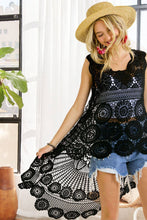 Black Crochet Hi Low Tunic Top