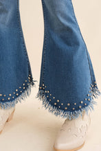 Blue B Destressed Bottom Edge w/ Rhinestone Jeans: MED DENIM