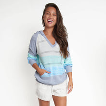 Ocean Avalon Crochet Color Block Long Sleeve Hooded Pullover
