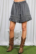 Black Denim Ladder Trim 100%Tencel Chambray Denim Shorts