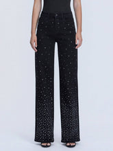 Black High Rise Rhinestone Embellished Wide Leg Flying Monkey Jeans