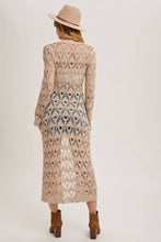 Natural Button Down Crochet Maxi Cardigan