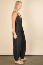 Black PLUS SIZE Mineral Washed Cotton Gauze Jumpsuit