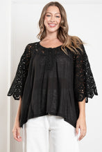 Black Ace Quarter Sleeve Contrast Blue Velvet Top 5/2/25 9866