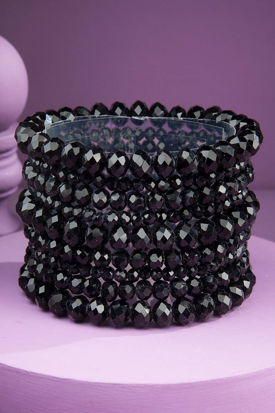 Glass Bead 9 Set Bracelet: JBK-MIDNIGHT LUXE