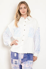 White Glow Denim Overfit Contrast Sleeve Blue Velvet Shacket 7/2/26 1329