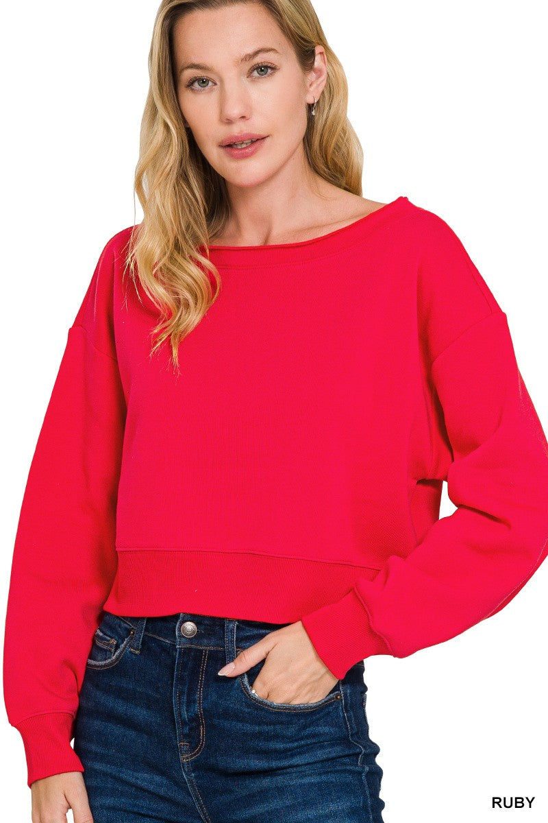 Ruby Fleece Boat Neck Zenana Pullover 10/7/26 1493
