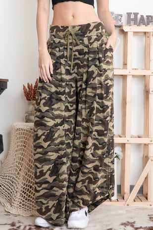 Camo Ruched Side Blue Velvet Pants 5/2/25 9869