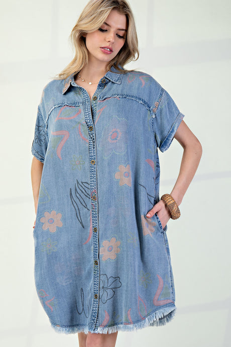 Light Denim Washed Easel Shirt Dress 4/14/25 9683
