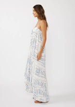 Creamy Dusty Blue Hi-Lo Spaghetti Strap Patchwork Ruffle Maxi Dress