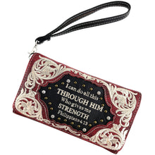 Bible Verse Philippians 4:13 Embroidery Crossbody Wallet: Black
