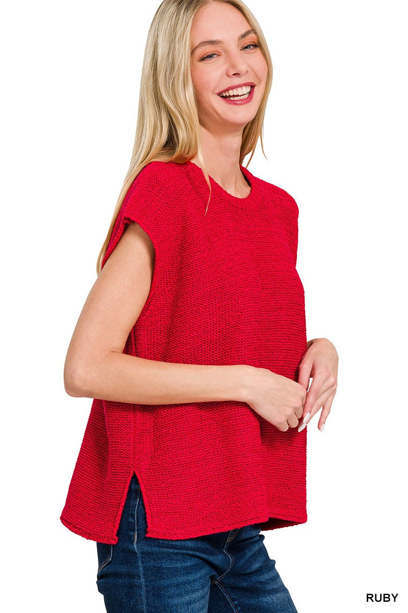 Ruby Oversized Crew Neck Zenana Sweater Vest 10/14/26 1535