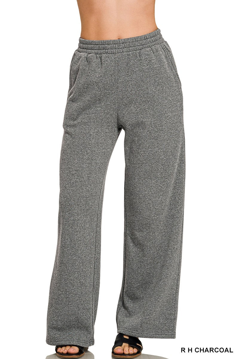 Heather Charcoal Fleece Zenana Pants with Pocket 8/4/26 1348