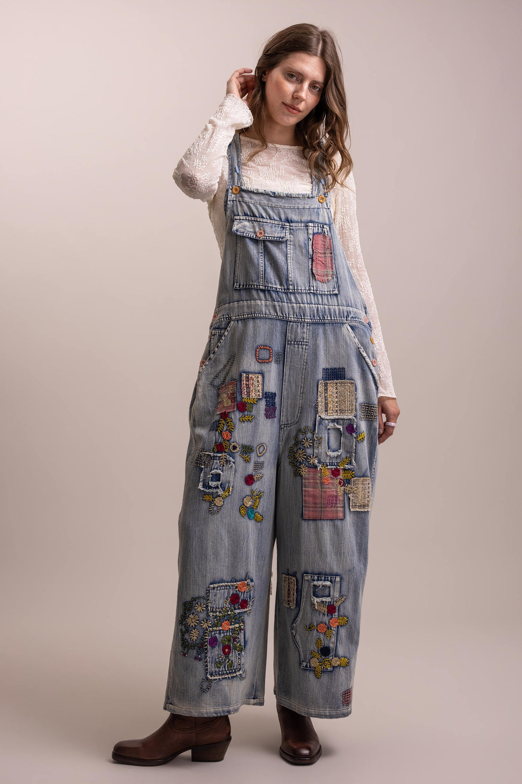 Washed Denim Vintage Oversized Bib Blue Velvet Overalls 9/9/26 1441