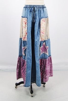 Light Denim Multi Color Patch Wide Leg Washed Bluevelvet Pants 4/16/25 9751
