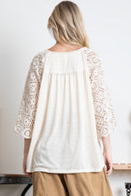Cream Ace Quarter Sleeve Contrast Blue Velvet Top 5/2/25 9867