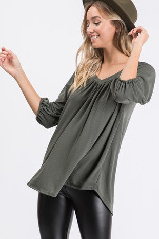 Charcoal 3/4 Sleeve Top 8/19/25 1102