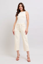 Ecru High Waist Garment Dyred Crop Wide Judy Blue Jeans 2/11/25 9444