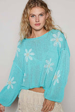 Paradise Mint Round neck balloon sleeve floral prints POL Sweater