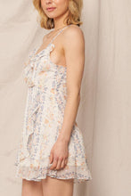 White Blue Coral Sleeveless Mini Ruffle Dress