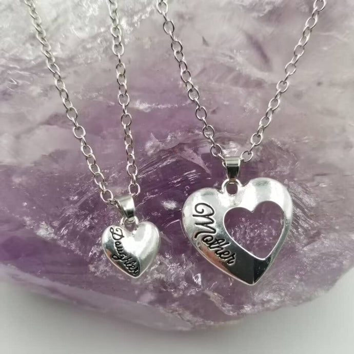Heart Mother Daughter Matching Necklace Set of 2