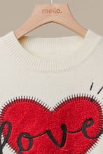 Cream Heart “LOVE” Graphic Knit Sweater