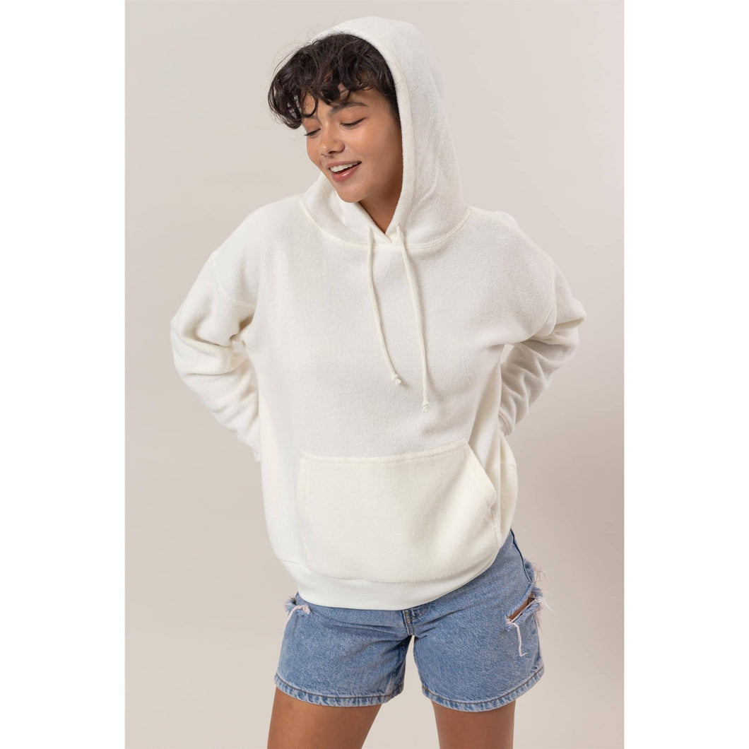 Cream Brushed Oversized Hoodie