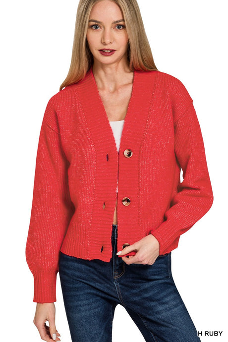 Heather Ruby Melange Button Front Zenana Cardigan 9/21/26 1460