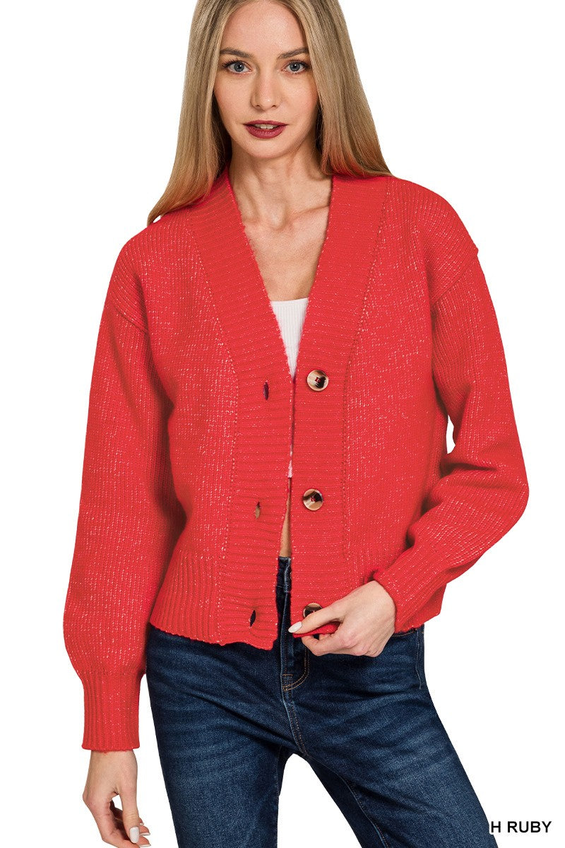 Heather Ruby Melange Button Front Zenana Cardigan 9/21/26 1460