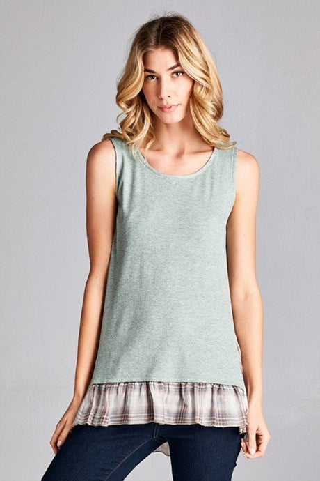 Mint 2 Tone Rib Sleeveless Top 8/19/25 1111