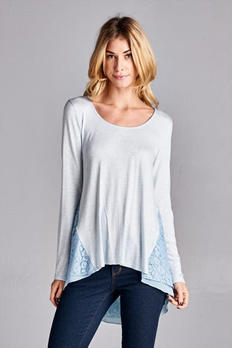 Sky Blue Melange 2 Tone Jersey Top 8/19/25 1093
