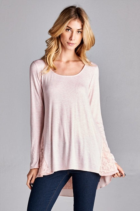 Pink Melange 2 Tone Jersey Top 8/19/25 1092
