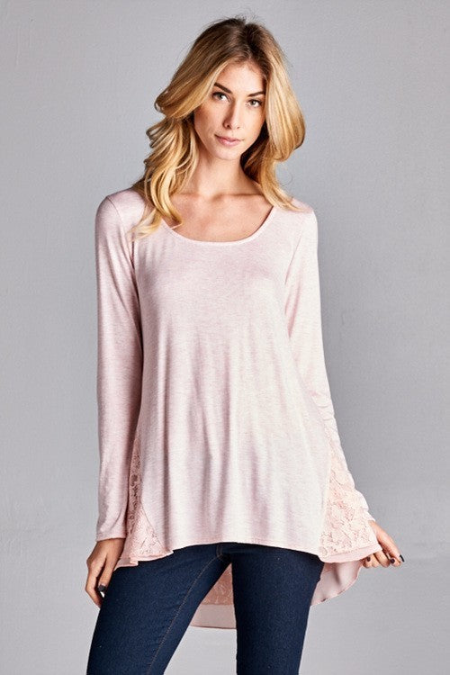 Pink Melange 2 Tone Jersey Top 8/19/25 1092