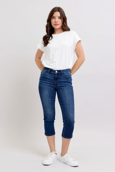 Super Dark Wash Side Slit Judy Blue Capris 3/3/25 9659