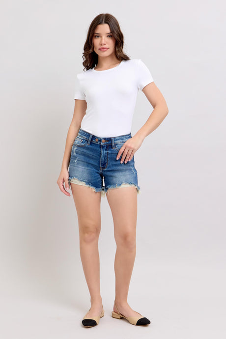 Medium 2 Button Destroyed Judy Blue Dad Shorts 3/3/25 9657