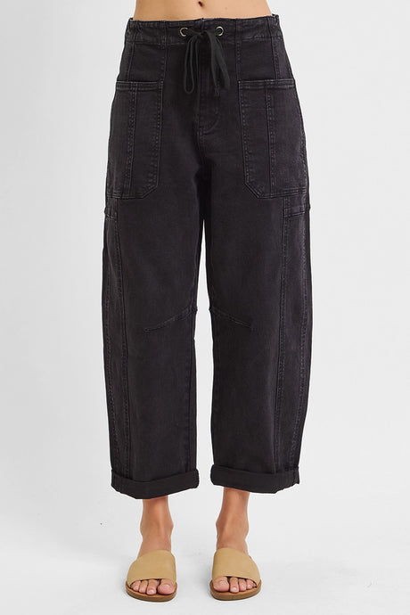 Black High Rise Crop Wide Barrel Vargo Pocket Risen Pants 5/13/25 9886