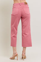Rose High Waist Garment Dyed Raw Hem Crop Wide Judy Blue Jeans 2/26/25 9648